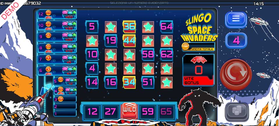 Slingo Space Invaders Gameplay